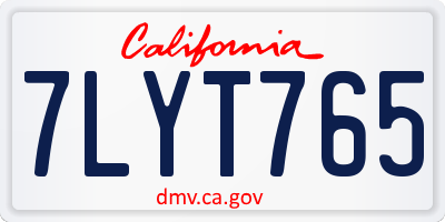 CA license plate 7LYT765