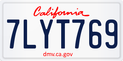 CA license plate 7LYT769