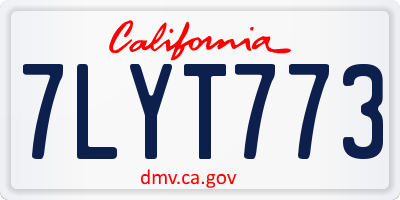 CA license plate 7LYT773