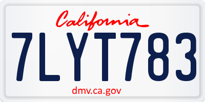 CA license plate 7LYT783