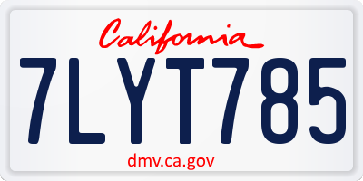 CA license plate 7LYT785
