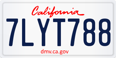 CA license plate 7LYT788