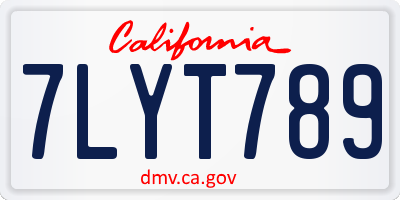 CA license plate 7LYT789