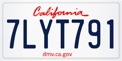 CA license plate 7LYT791