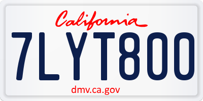 CA license plate 7LYT800