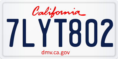 CA license plate 7LYT802