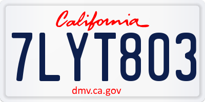 CA license plate 7LYT803
