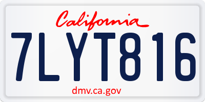 CA license plate 7LYT816