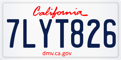 CA license plate 7LYT826