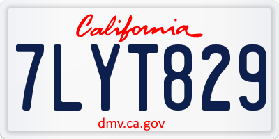CA license plate 7LYT829