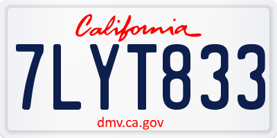 CA license plate 7LYT833