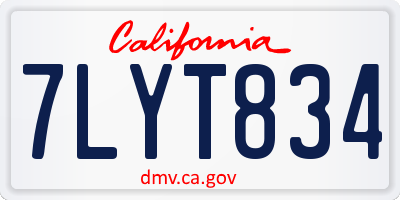 CA license plate 7LYT834
