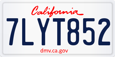 CA license plate 7LYT852
