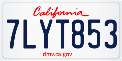 CA license plate 7LYT853