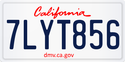 CA license plate 7LYT856