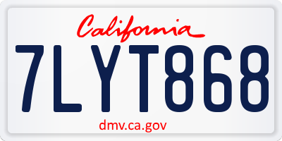 CA license plate 7LYT868