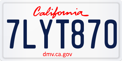 CA license plate 7LYT870
