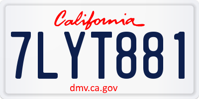 CA license plate 7LYT881