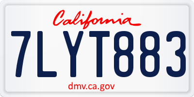 CA license plate 7LYT883