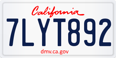 CA license plate 7LYT892