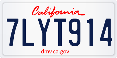 CA license plate 7LYT914
