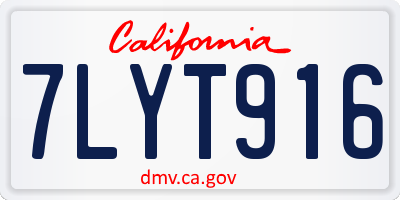 CA license plate 7LYT916