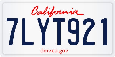 CA license plate 7LYT921