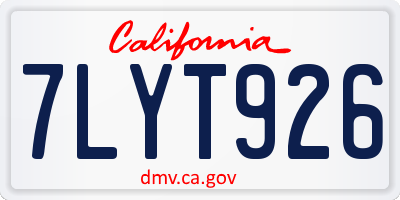CA license plate 7LYT926