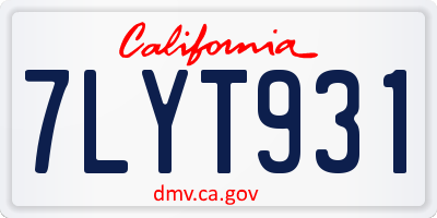CA license plate 7LYT931