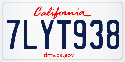 CA license plate 7LYT938