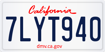 CA license plate 7LYT940