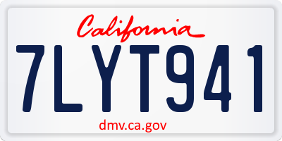 CA license plate 7LYT941