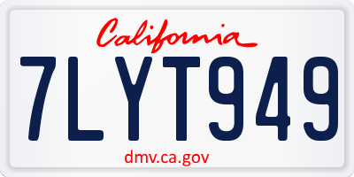 CA license plate 7LYT949