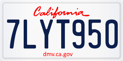 CA license plate 7LYT950