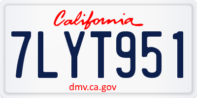 CA license plate 7LYT951