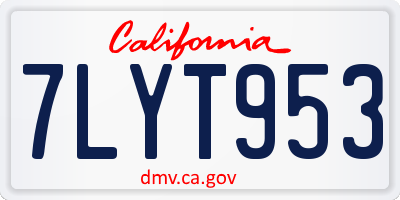 CA license plate 7LYT953