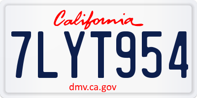 CA license plate 7LYT954