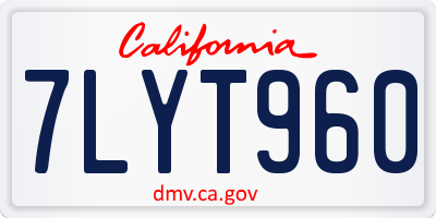 CA license plate 7LYT960