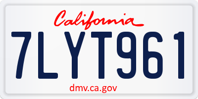 CA license plate 7LYT961