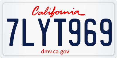 CA license plate 7LYT969