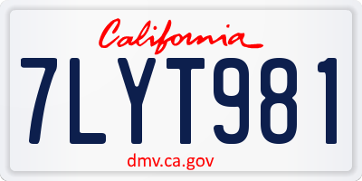 CA license plate 7LYT981