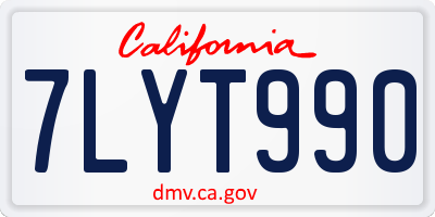 CA license plate 7LYT990