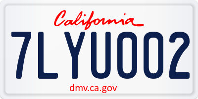 CA license plate 7LYU002
