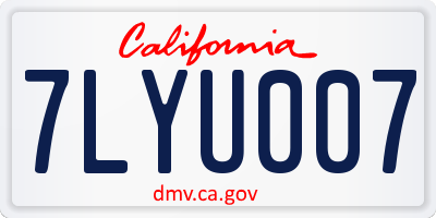 CA license plate 7LYU007