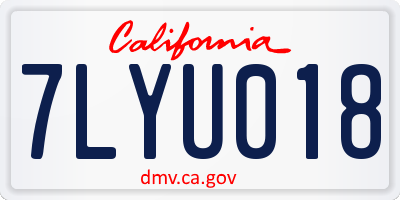 CA license plate 7LYU018