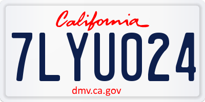 CA license plate 7LYU024