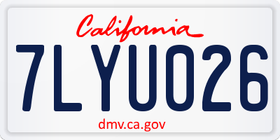 CA license plate 7LYU026