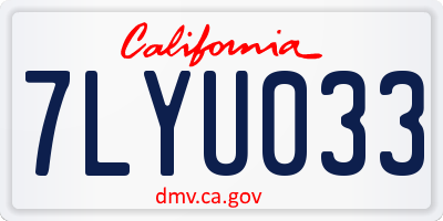 CA license plate 7LYU033