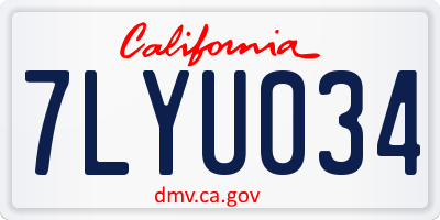 CA license plate 7LYU034