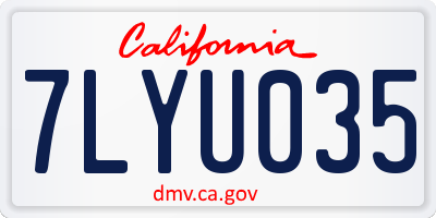 CA license plate 7LYU035